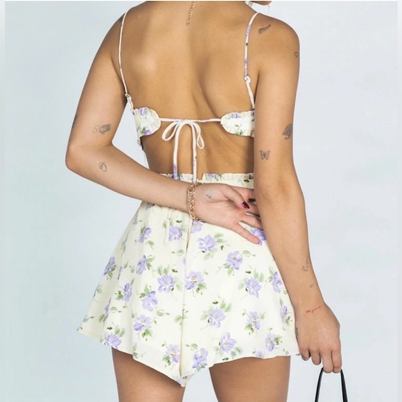 NWOT Princess Polly Yellow Purple Clementine Floral TieBack Romper Playsuit - 12 - Picture 3 of 9